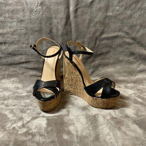 Open toe adjustable ankle strap wedge shoes